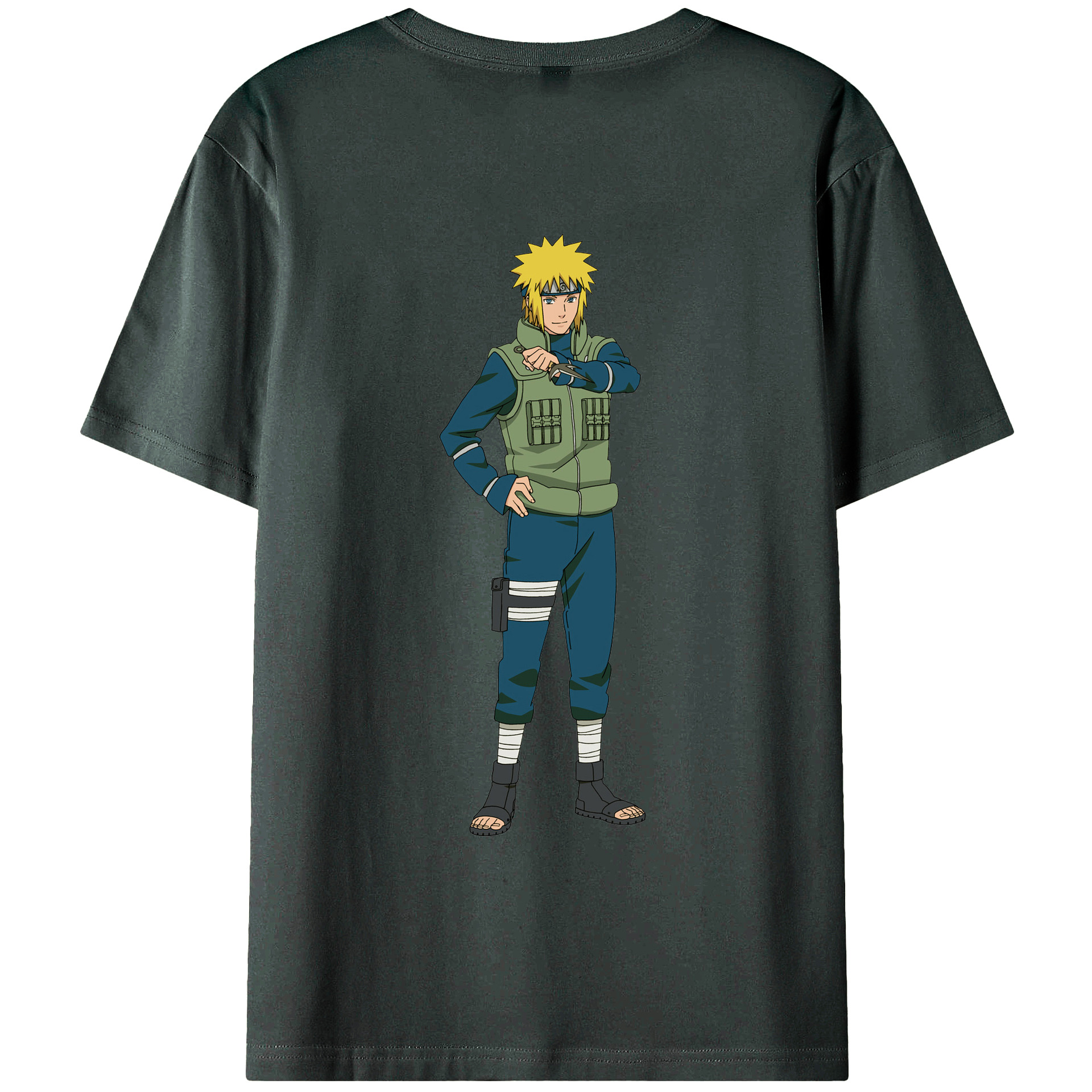 （画像用） NARUTO -ナルト- 波風 ミナト Namikaze Minato 綿100％ メンズ半袖Tシャツ（バックプリント） 通気性